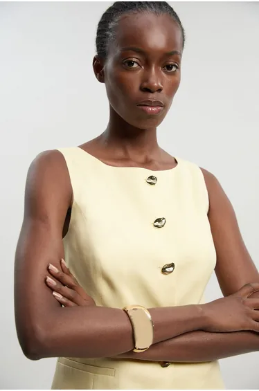 Tailored Linen Statement Button Front Waistcoat