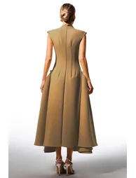 Paca Choker Sleeveless Khaki Maxi Dress - 1