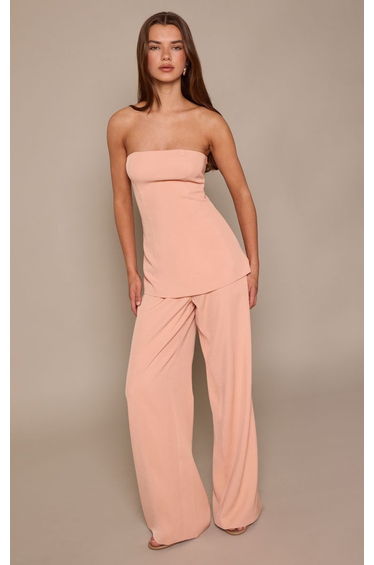 Peach Tailored Longline Bandeau Top