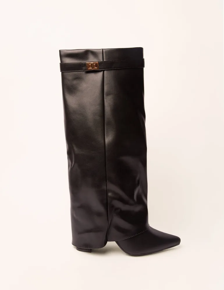 Cape Buckle Knee High Boots - 1