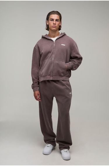 Straight Leg Man Sport Washed Joggers - washed chocolate