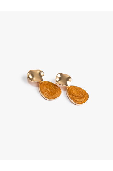 Stone Detail Earrings Natural Textured