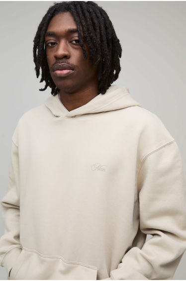 Stone Oversized Tonal Tiger Print Hoodie - stone