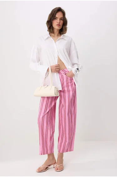Multi-Colored Striped High Waist Baggy Jeans