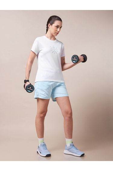 Women White Graphic Play Performance T-Shirt