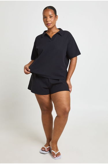 Plus Waffle Short - black