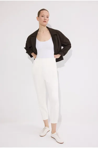 ELASTICATED KNIT TROUSERS