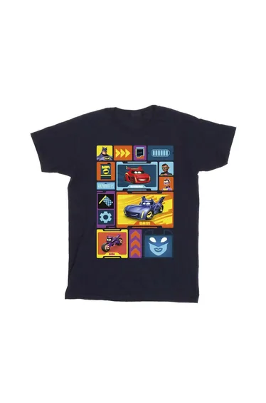 Batwheels Girls Collage Cotton T-Shirt - Navy Blue