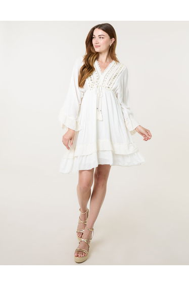 Embellished Kimono Sleeve Mini Dress