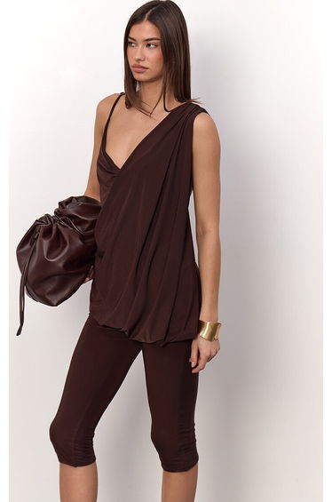 Chocolate Brown Slinky Capri