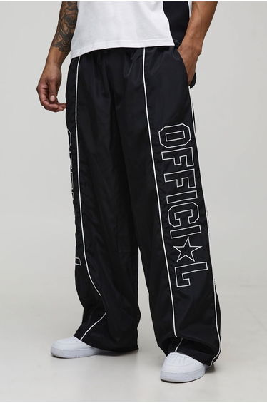 Oversized Official Piping Detail Nylon Trouser