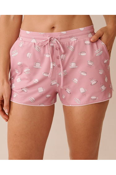 Coffee Cup Print Super Soft Pajama Shorts