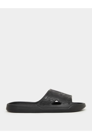 Men Black Textured Slip-On Sandals