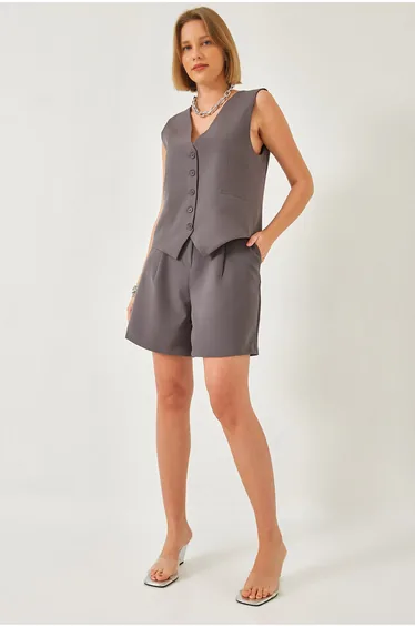 Women's V-Neck Vest Shorts Set