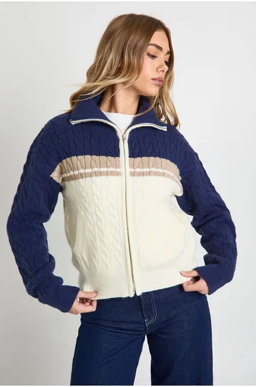 سترة بوهو كحلي بأكمام طويلة