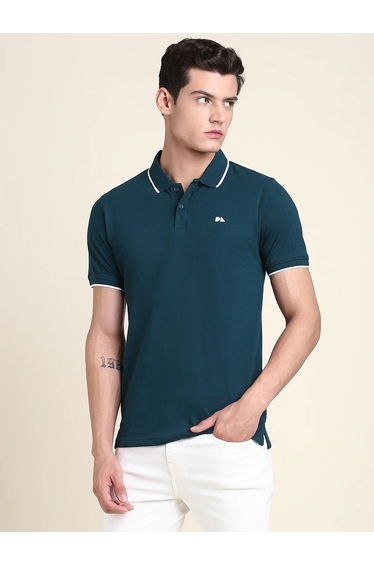 Embroidery Detail Contrast Hem Polo