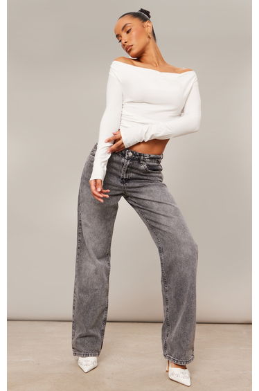 White Soft Touch Jersey Neck Dip Hem Top