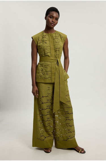 Cutwork Cotton Woven Trouser