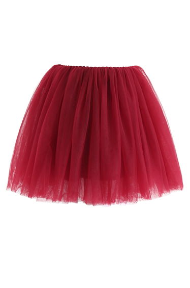 Amore Mesh Tulle Skirt in Wine For Kids
