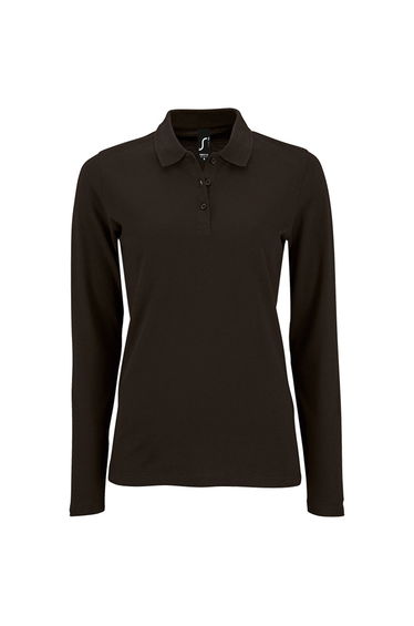 SOLS Womens/Ladies Perfect Long Sleeve Pique Polo Shirt - Black