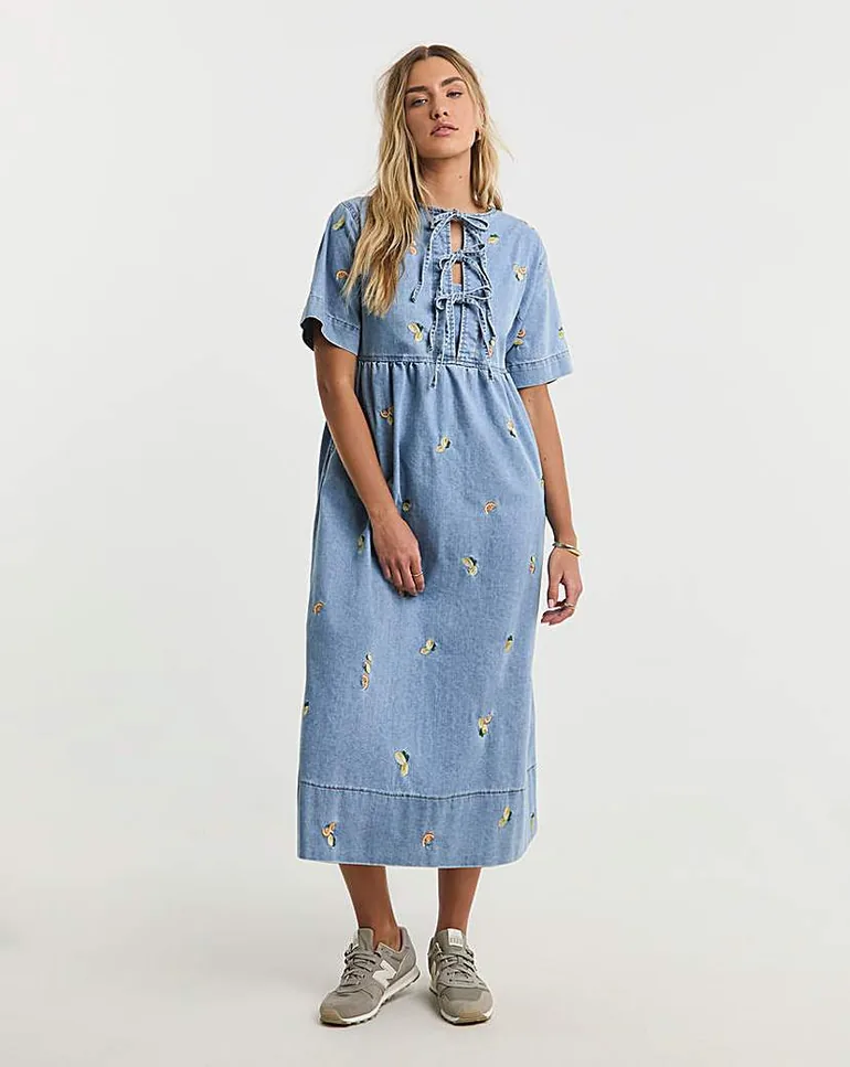 Fruit Embroidered Tie Front Midaxi Dress Simply Be Blue : Dresses :  VogaCloset Qatar