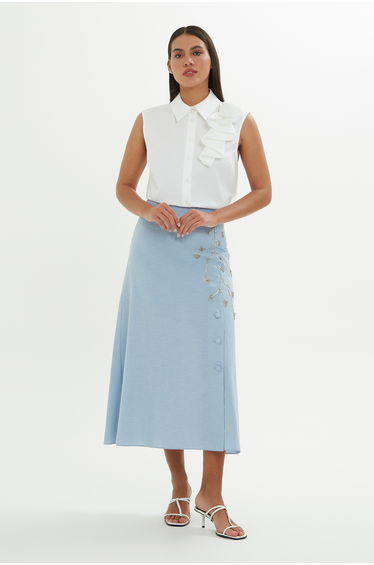 A-Line Midi Blue Skirt