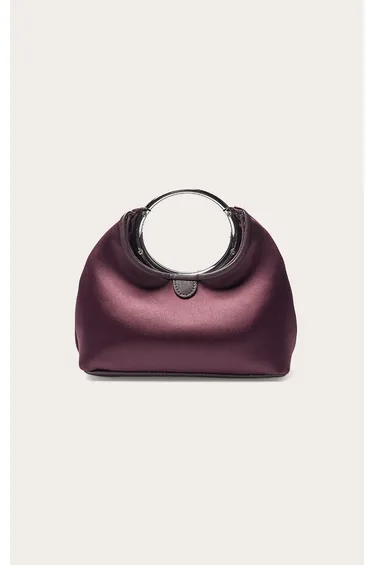 Plum Satin Grab Handle Clutch Bag