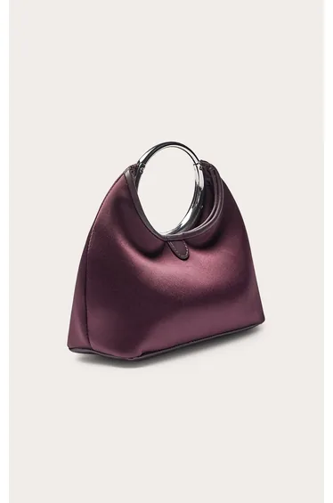 Plum Satin Grab Handle Clutch Bag