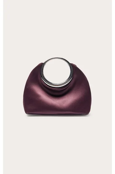 Plum Satin Grab Handle Clutch Bag