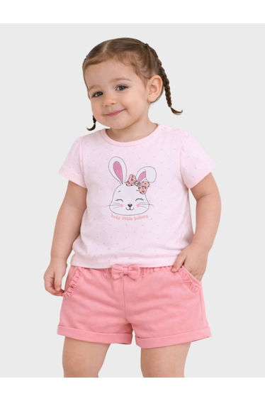 Baby Girls Bunny Print T-Shirt and Shorts Set