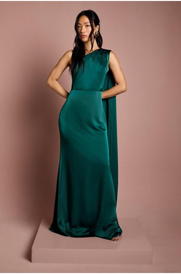 Coast Honoured Drape One Shoulder Satin Maxi Dress
