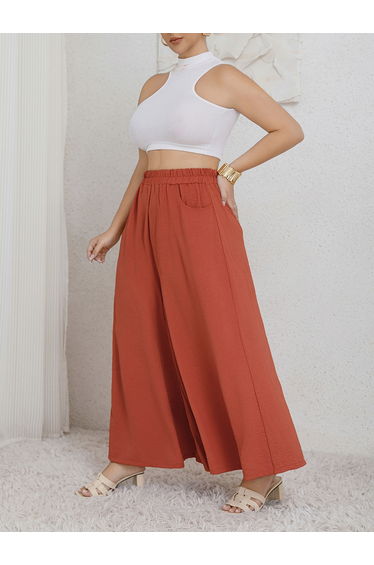 Plus Size Coral Wide Leg Palazzo Pants