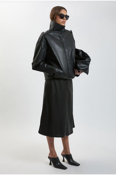 Faux Leather Relaxed Cocoon Jacket