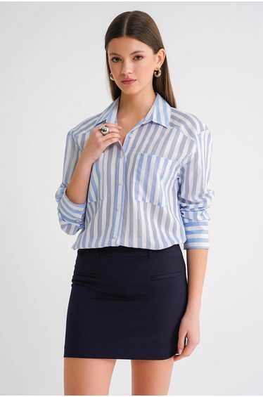 Mixray Striped Poplin Shirt with Pocket