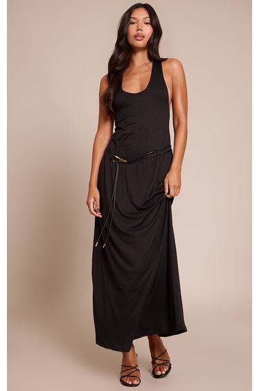 Black Soft Touch Scoop Neck Maxi Dress