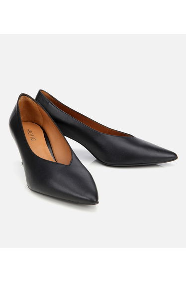 Women's Leather Black Thin Heeled Stiletto