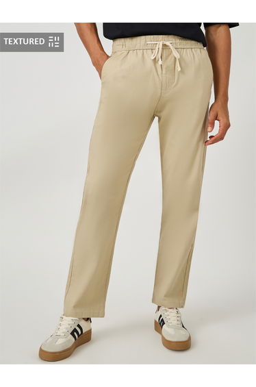 Cotton Slub Textured Relaxed Fit Trousers
