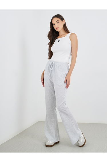 Solid Flared Joggers with Drawstring
