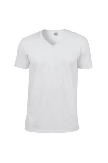 Gildan Mens Soft Style V-Neck Short Sleeve T-Shirt - White
