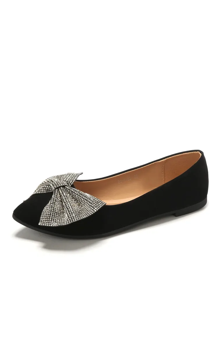 Lemonade Crystal Bow Dolly Shoes Black