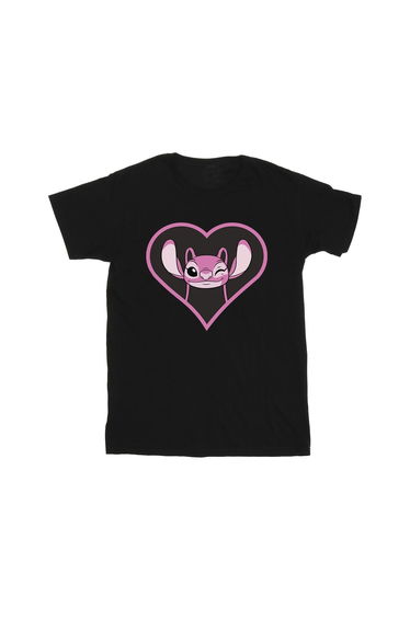 Lilo & Stitch Boys Angel Heart Cotton T-Shirt - Black