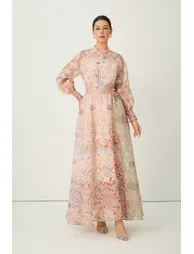 Soft Sunshine Pink Floral Print Puff Sleeve Top & Skirt Set - 2