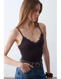 Dilvin Lace V-Neck Sleeveless Cami Blouse - 3