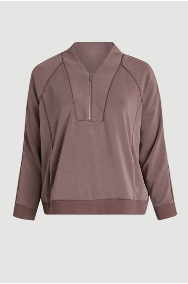 Plus Size Premium Luxe Zip Up V Neck Sweatshirt
