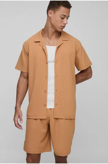 Tall Scuba Twill Regular Fit Shirt and Relaxed Short Set