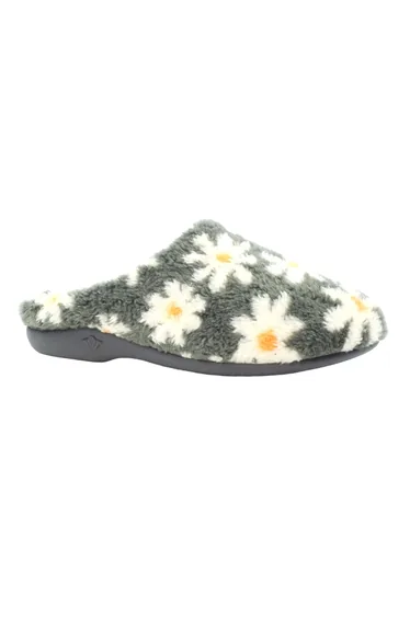 Lunar Womens/Ladies Plumeria Mule Slippers - Grey
