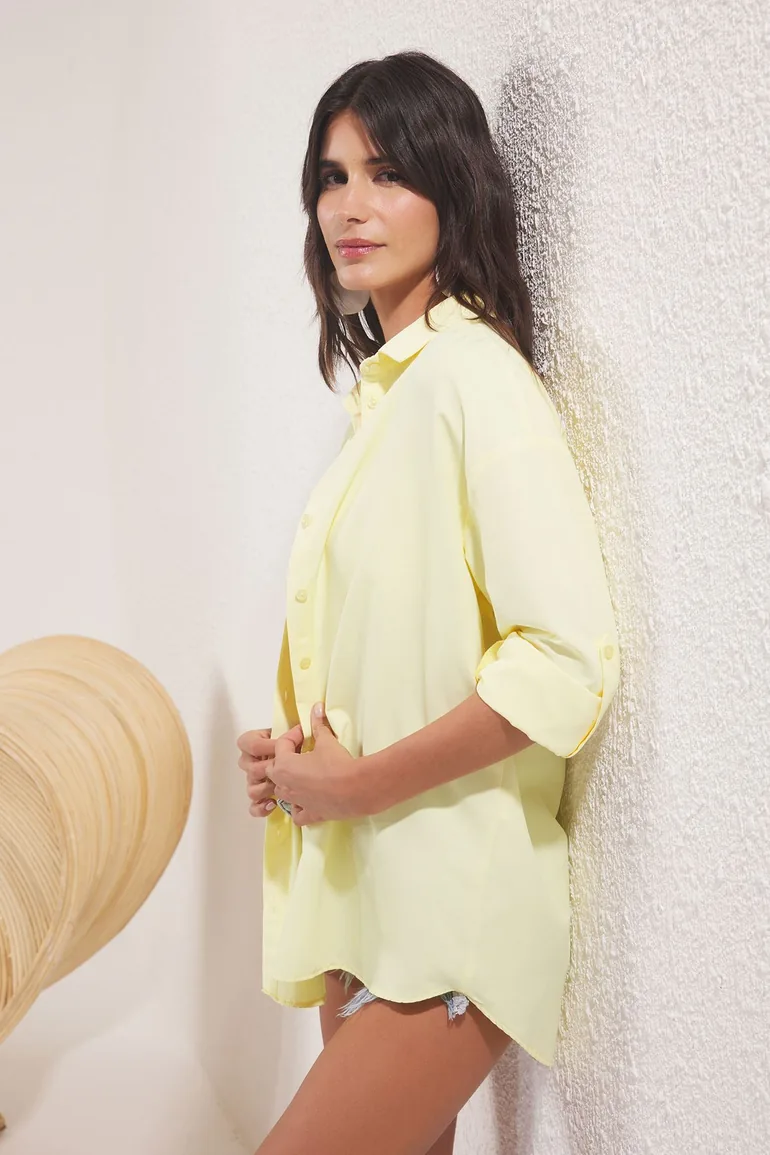 Yellow Woven Beach Shirt - 1