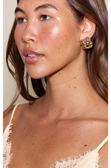 Gold Twisted Knot Stud Earrings