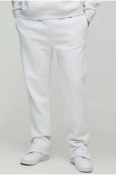 بنطلون رياضي بحافة مفتوحة لون رمادي - طويلات القامة