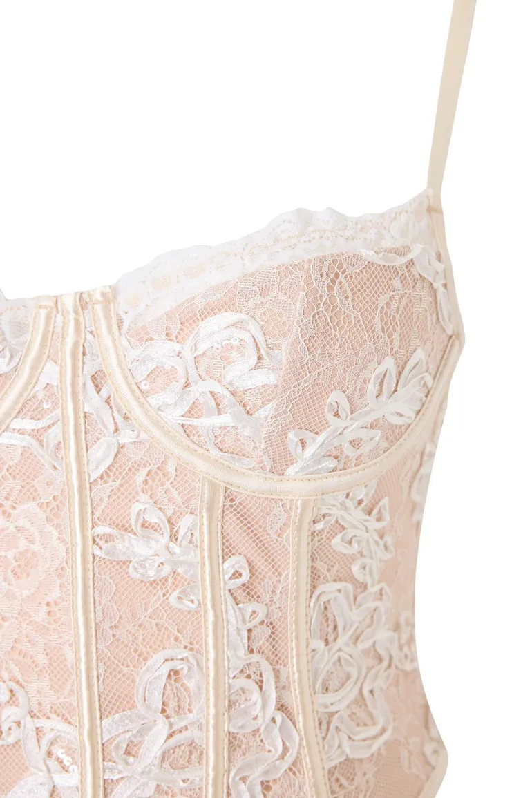 Ecru Strappy Corset Lace Bustier - 5